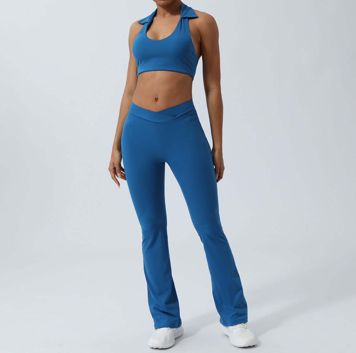 Spring and Summer new European and American yoga suit back lifting hip running workout clothes quick-drying sports two-piece set with chest pad for women