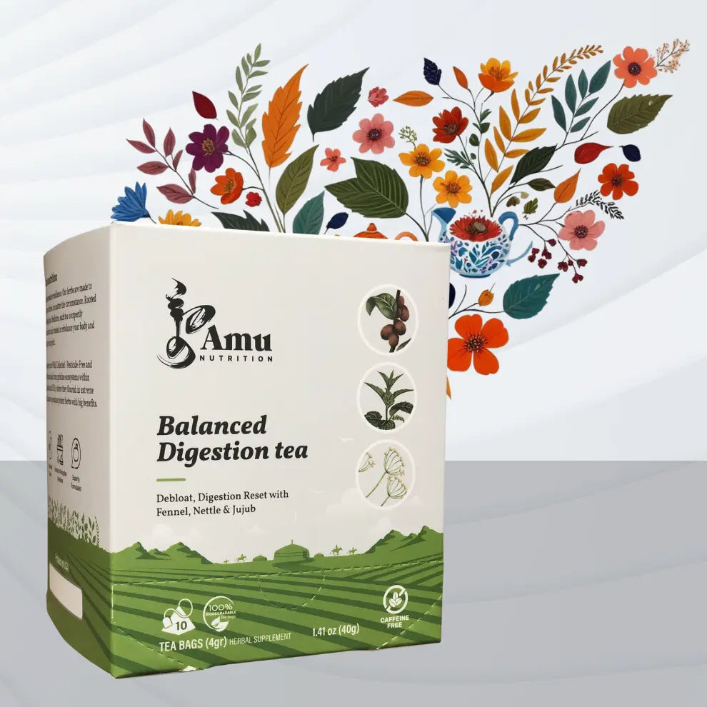 Balanced Digestion Tea – Support Gut Health and Reduce Inflammation with Nettle Leaf, Fennel Seed, and Jujube - 10 Sugarcane Tea Bags