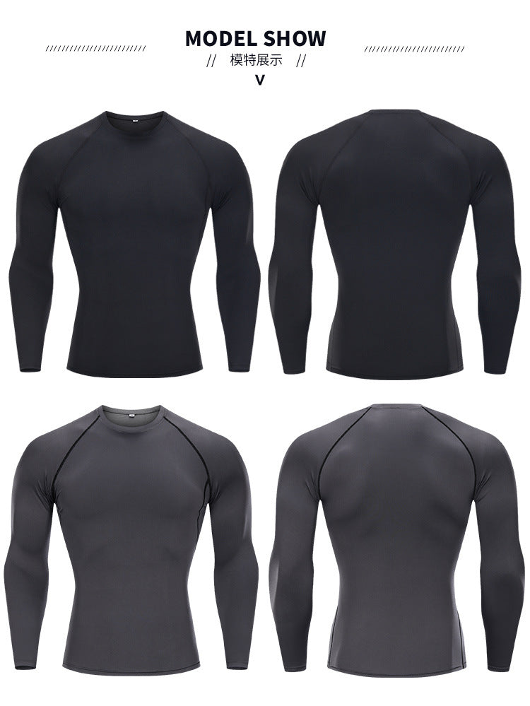 Tights Long-sleeved Fitness Clothes Men's Running Sports Quick-drying Compression Clothes High-elastic Top Basketball Sports Compression Clothes