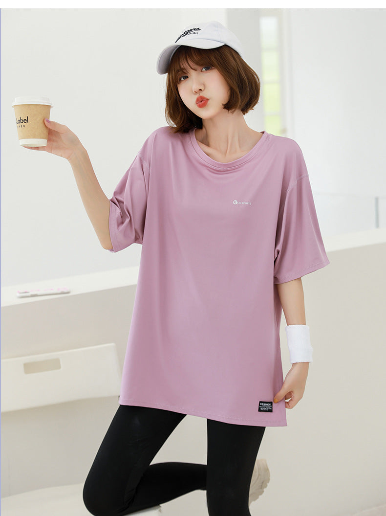 plus size Sports suit Women's Fitness Clothes Loose Summer Yoga Running Fat MM200 Jin Jacket Quick-drying Clothes Solid Color