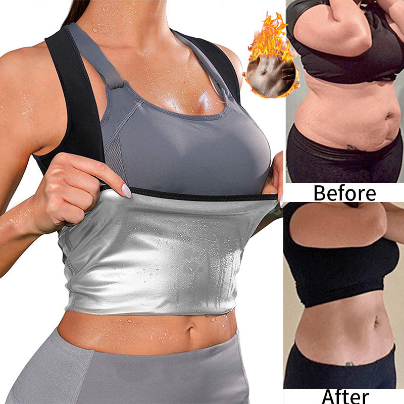 Women's Sports Slim Body Shaping Clothes Tight Waist Tight Abdomen Sweating Clothes Yoga Fitness Clothes Vest Women's Waist Shaping Sweat Clothes