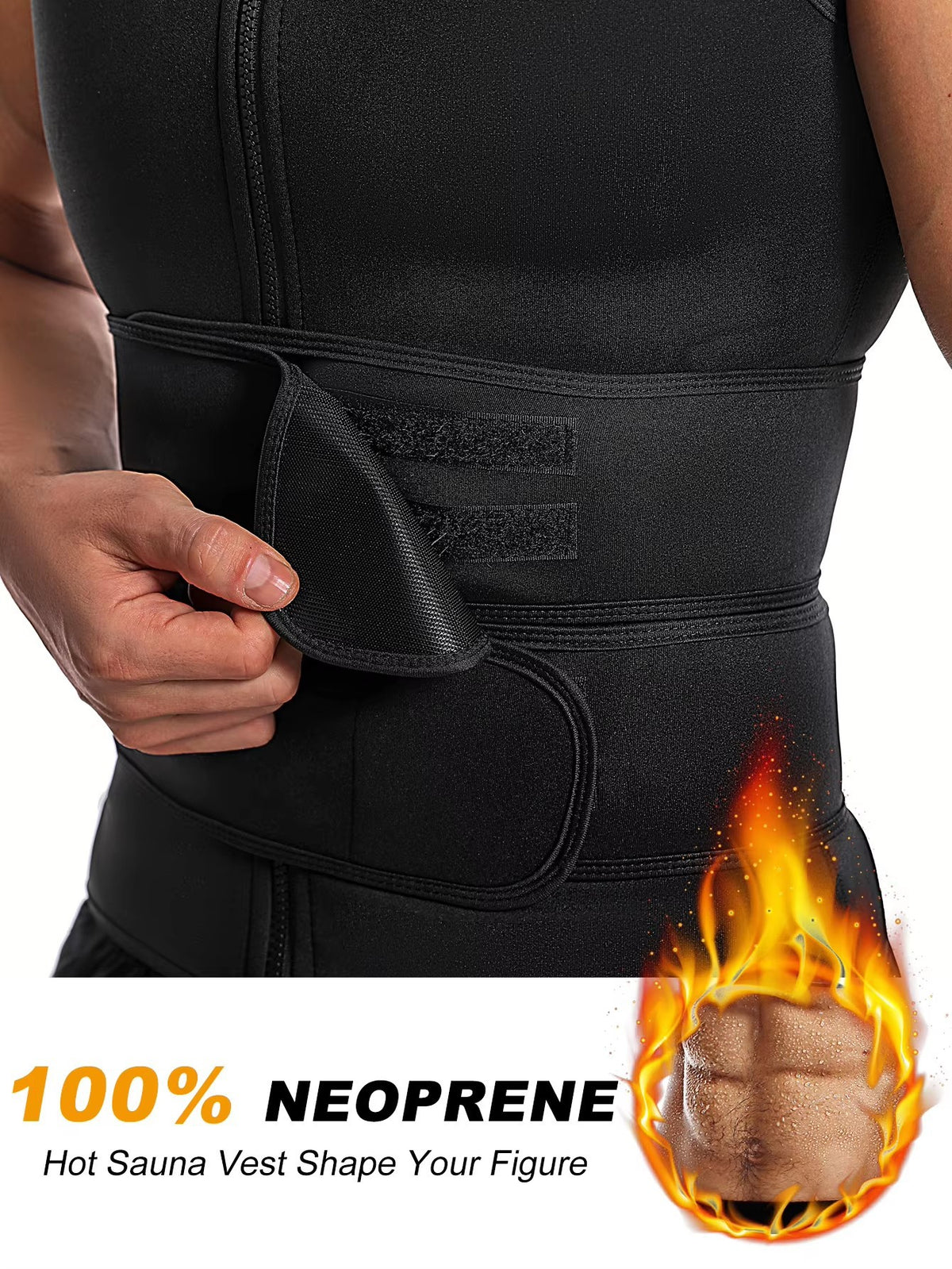 Men's Sauna Vest Waist Trainer Zipper Neoprene Sauna Sweat Shirt Tank Top Workout Waist
