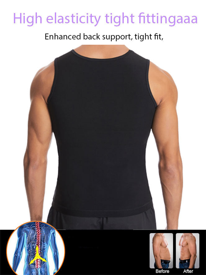 Cross-border Men's Bucket Vest Sweat Suit Single-size Slim Fit Abdominal Tucker Running Exercise Weight Loss Sweat Burst Coating plus size