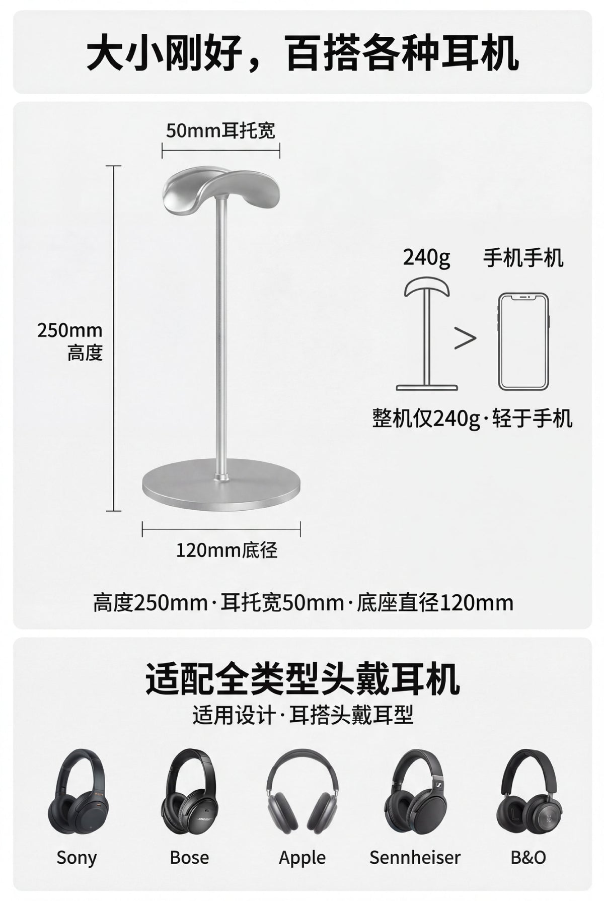 Metal Headset Holder Desktop Earphone Holder Removable Earphone Holder Display Holder Gaming Headphone Holder