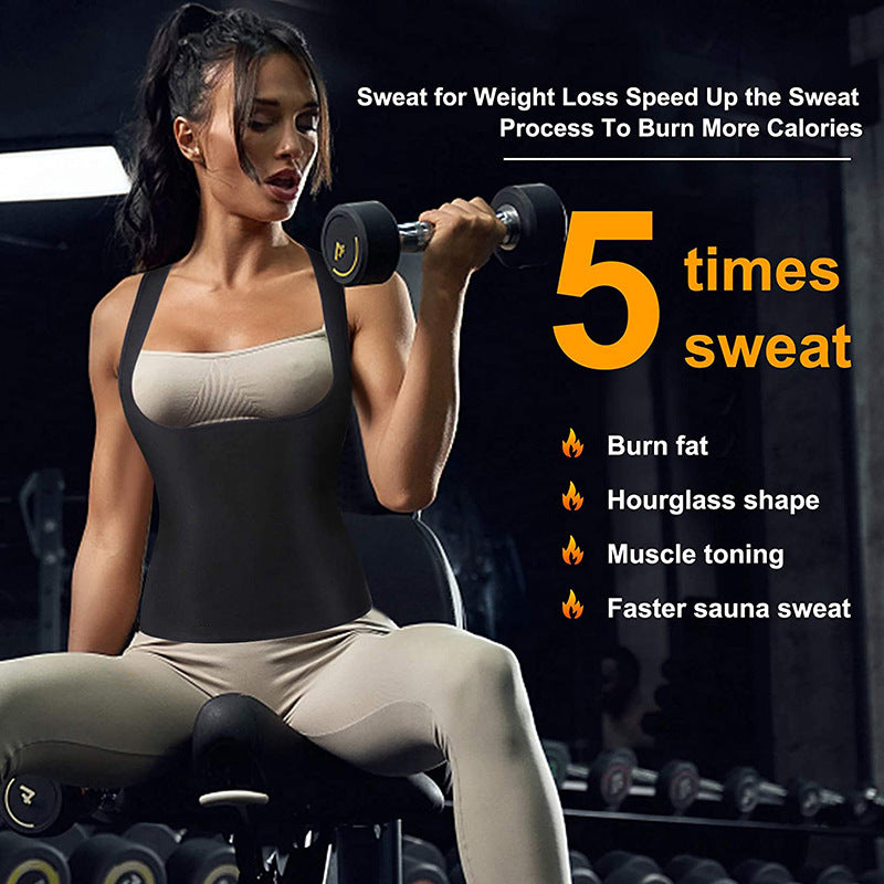 Women's Sports Slim Body Shaping Clothes Tight Waist Tight Abdomen Sweating Clothes Yoga Fitness Clothes Vest Women's Waist Shaping Sweat Clothes