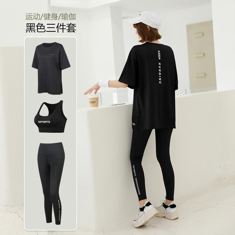 plus size Sports suit Women's Fitness Clothes Loose Summer Yoga Running Fat MM200 Jin Jacket Quick-drying Clothes Solid Color