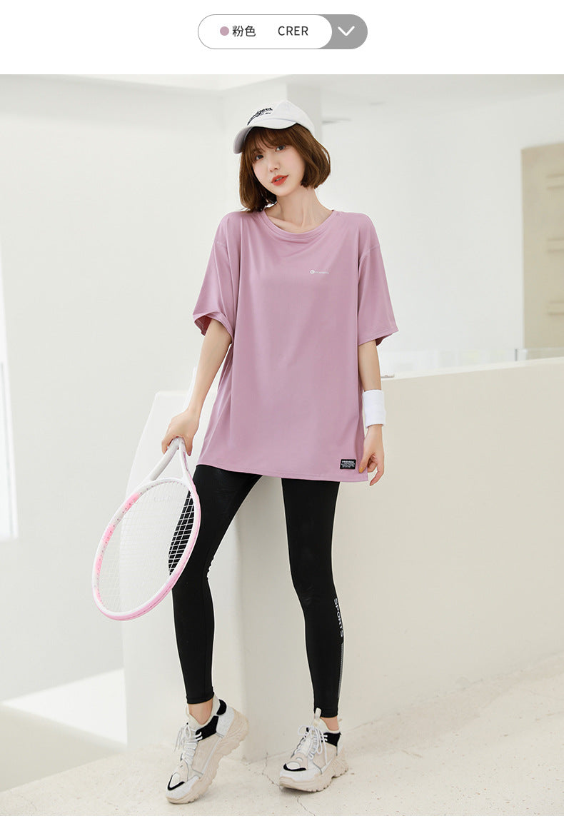 plus size Sports suit Women's Fitness Clothes Loose Summer Yoga Running Fat MM200 Jin Jacket Quick-drying Clothes Solid Color