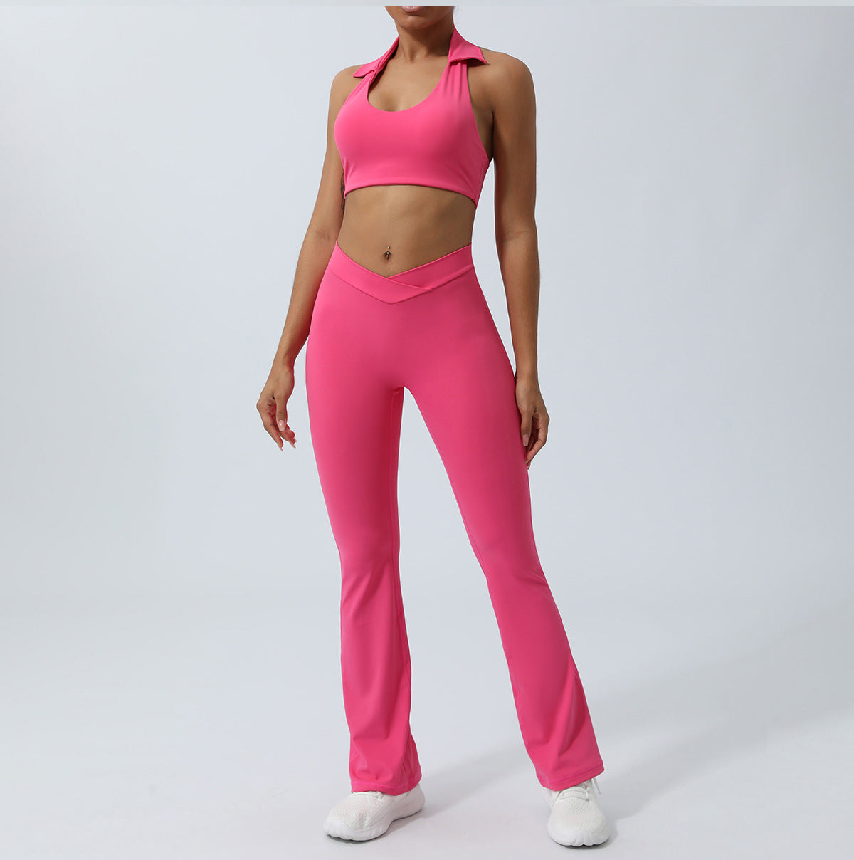 Spring and Summer new European and American yoga suit back lifting hip running workout clothes quick-drying sports two-piece set with chest pad for women