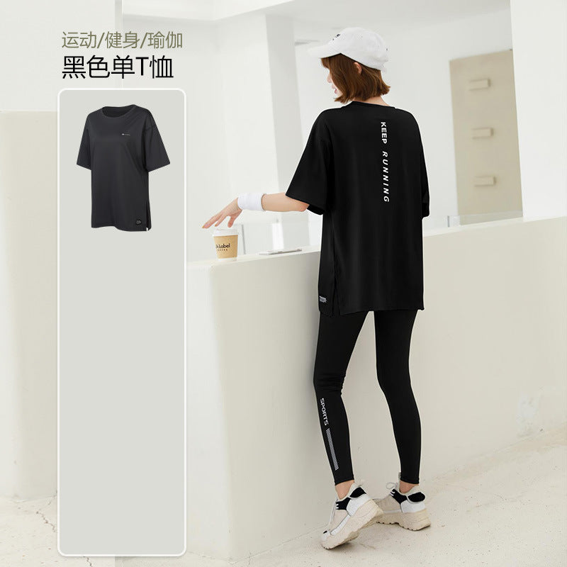 plus size Sports suit Women's Fitness Clothes Loose Summer Yoga Running Fat MM200 Jin Jacket Quick-drying Clothes Solid Color
