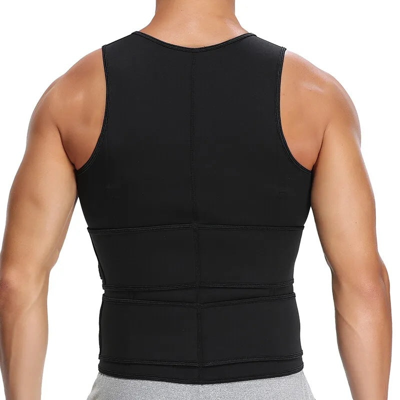 Men's Sauna Vest Waist Trainer Zipper Neoprene Sauna Sweat Shirt Tank Top Workout Waist