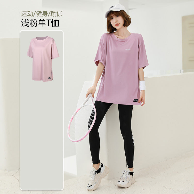 plus size Sports suit Women's Fitness Clothes Loose Summer Yoga Running Fat MM200 Jin Jacket Quick-drying Clothes Solid Color