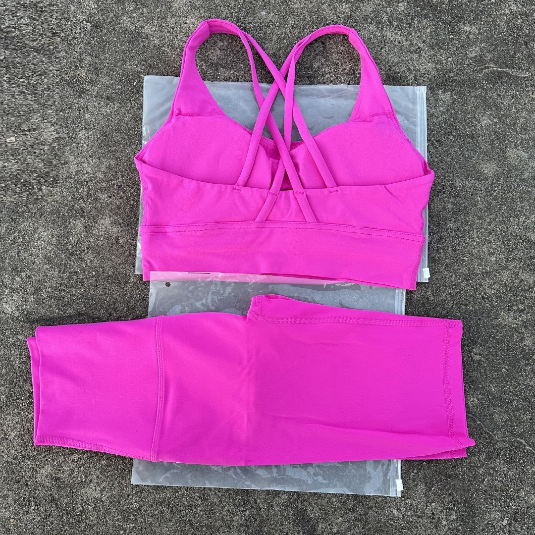 Women's Naked Riding Tight Yoga Shorts suit Hollow-out Back Cross Sports Underwear gym yoga set