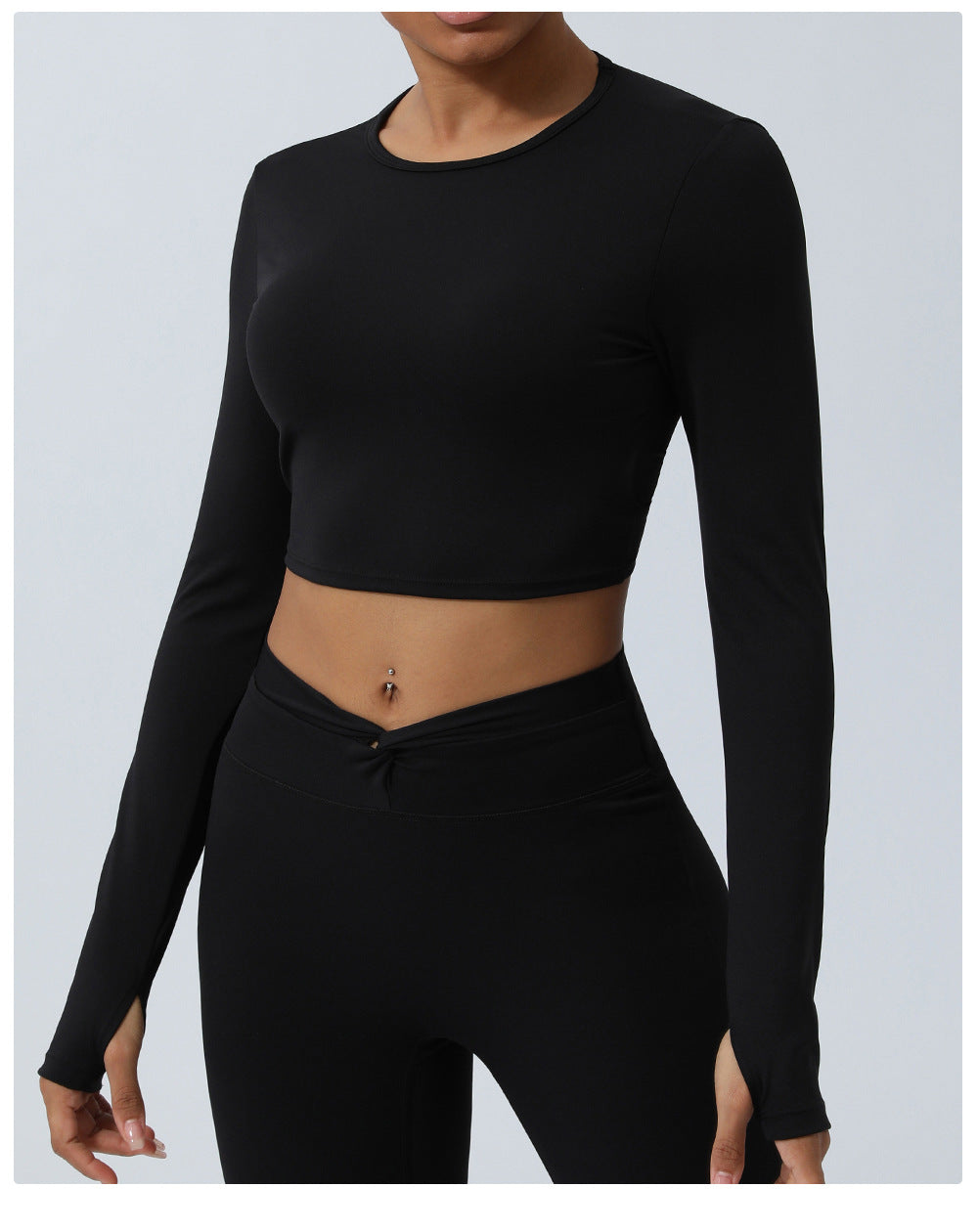 Spring New nude hollow-out beauty back sports top twisted short yoga clothes with chest pad long sleeve T-shirt workout clothes