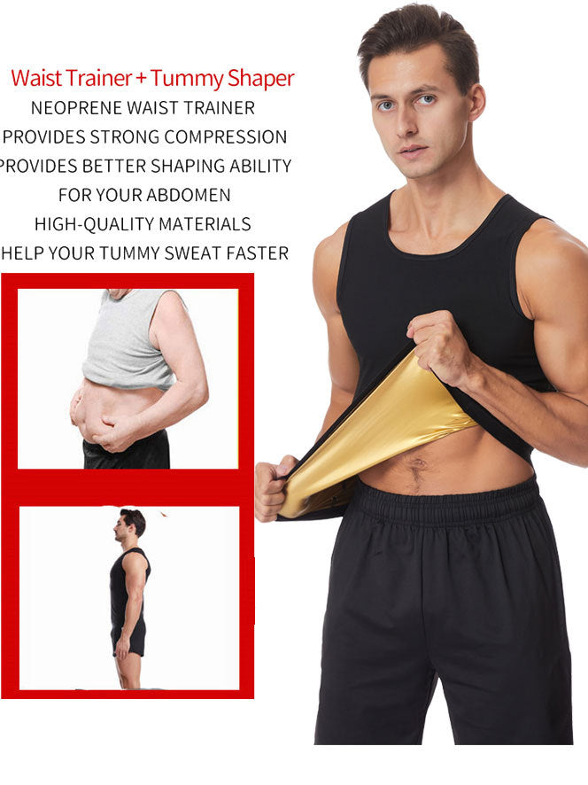 Cross-border Men's Bucket Vest Sweat Suit Single-size Slim Fit Abdominal Tucker Running Exercise Weight Loss Sweat Burst Coating plus size