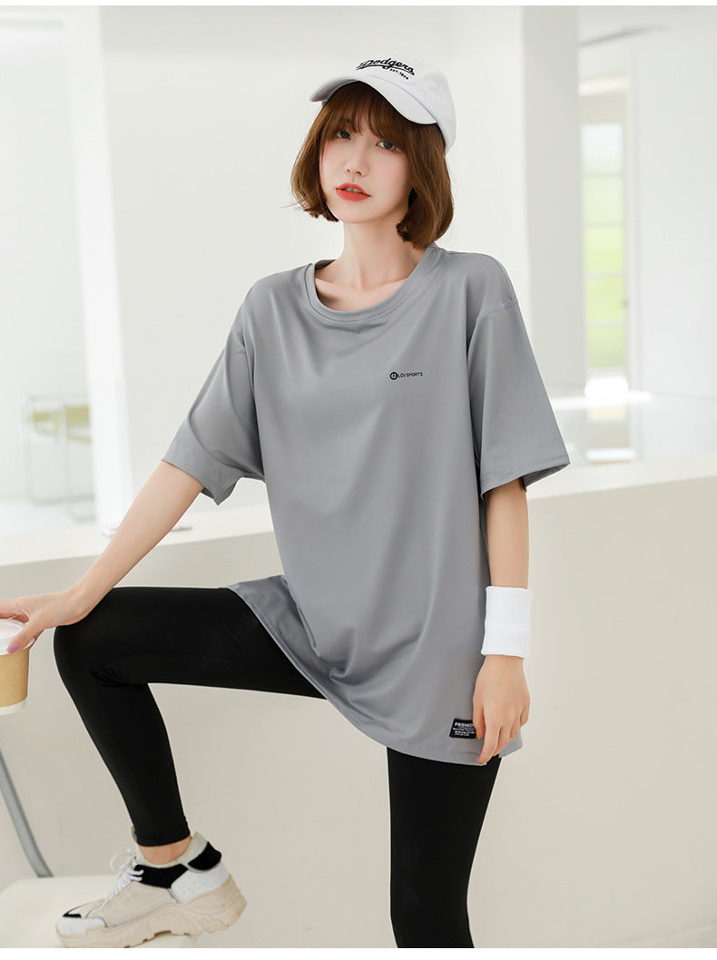 plus size Sports suit Women's Fitness Clothes Loose Summer Yoga Running Fat MM200 Jin Jacket Quick-drying Clothes Solid Color