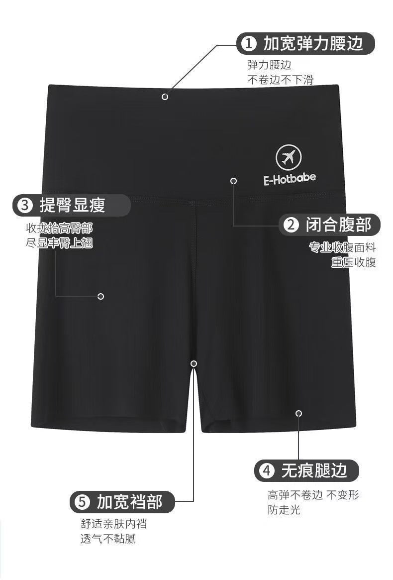 Anti-Exposure Yoga Shark Pants Safety Shorts for Women, Summer Tummy Control and Butt-Lifting Ice Silk Shorts, Wholesale