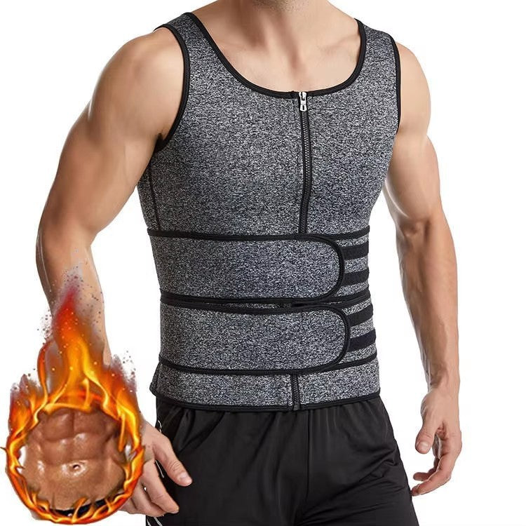 Men's Sauna Vest Waist Trainer Zipper Neoprene Sauna Sweat Shirt Tank Top Workout Waist
