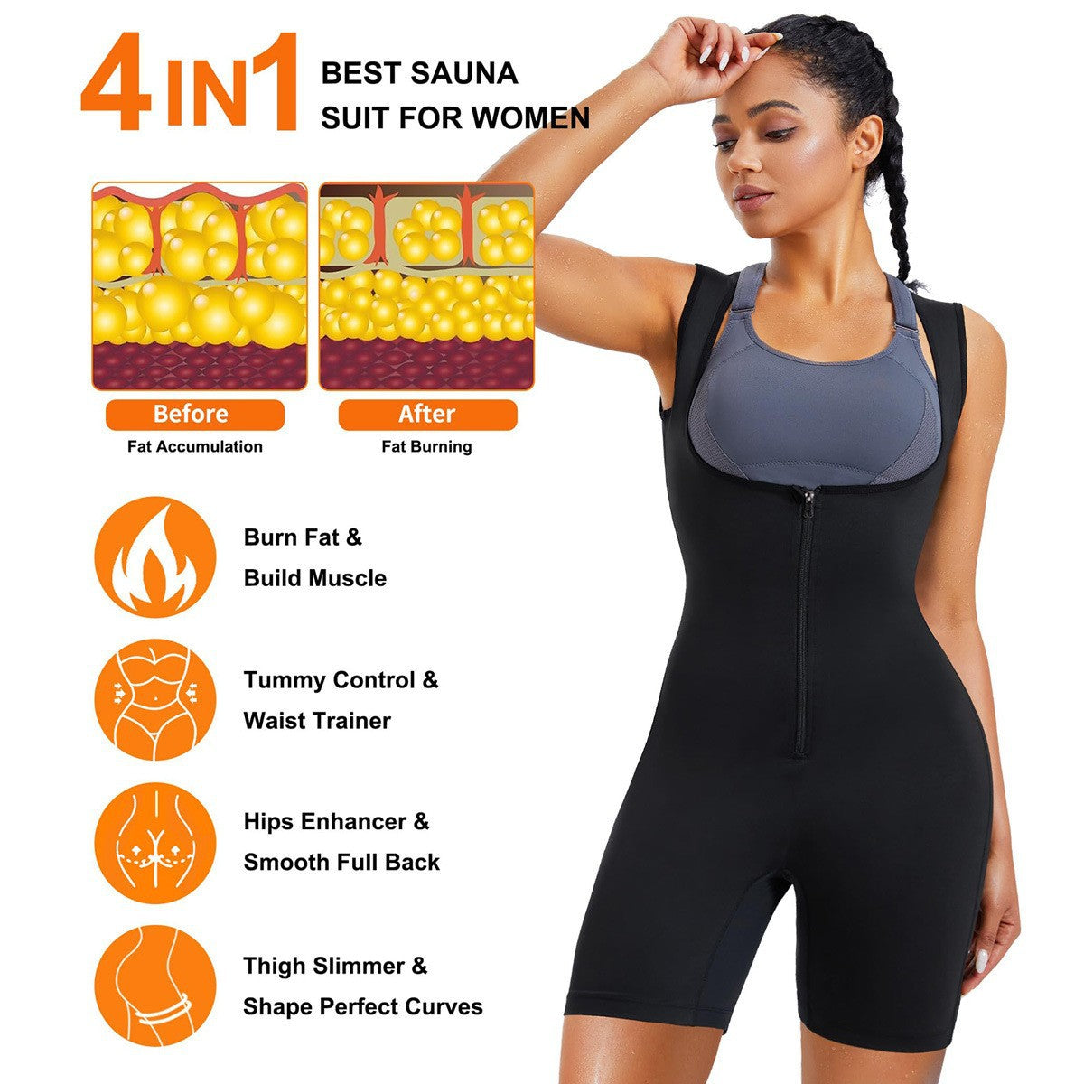 Cross-border Women's Body Shaping Clothes Sweat-breaking Clothes Chest-lifting Training Abdominal-tucking Sports Fitness Body Shaping Clothes Tunic Waist-lifting Arm-lifting Bodysuit