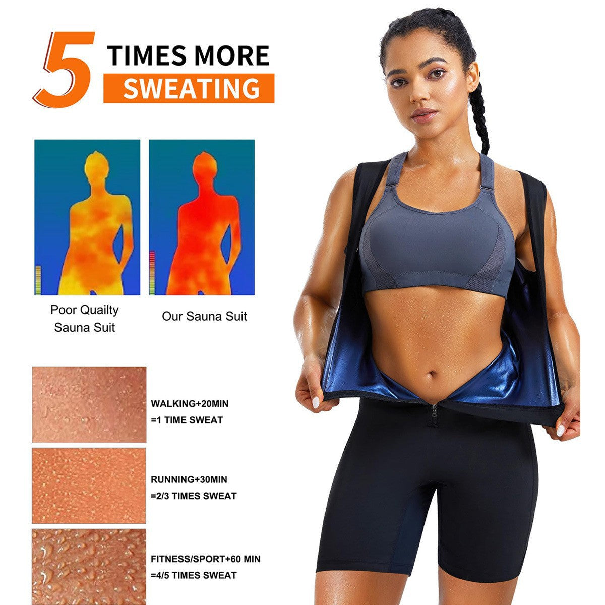 Cross-border Women's Body Shaping Clothes Sweat-breaking Clothes Chest-lifting Training Abdominal-tucking Sports Fitness Body Shaping Clothes Tunic Waist-lifting Arm-lifting Bodysuit