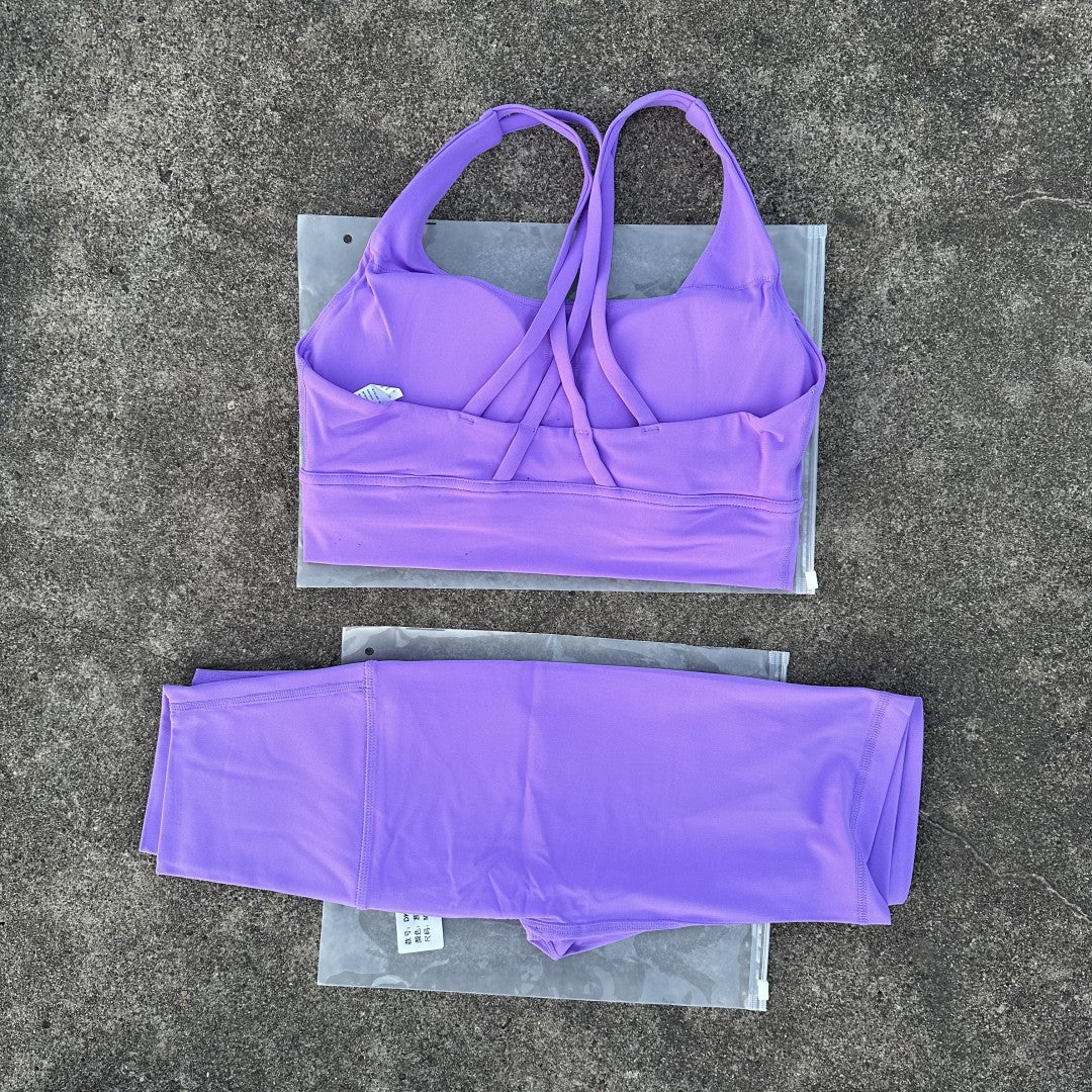 Women's Naked Riding Tight Yoga Shorts suit Hollow-out Back Cross Sports Underwear gym yoga set