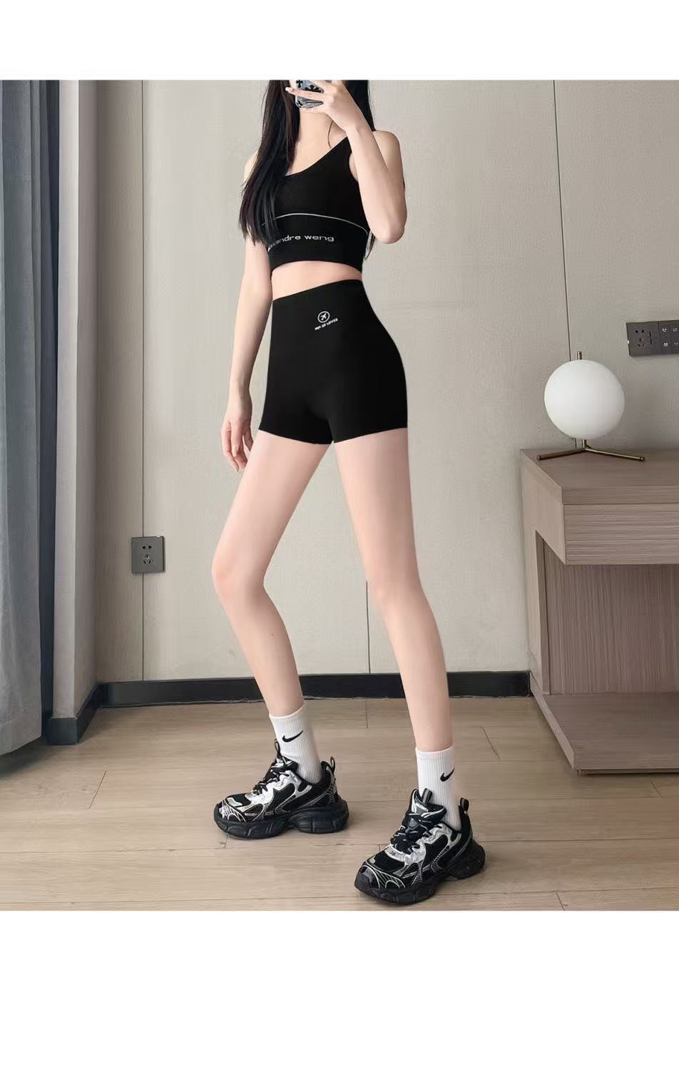 Anti-Exposure Yoga Shark Pants Safety Shorts for Women, Summer Tummy Control and Butt-Lifting Ice Silk Shorts, Wholesale