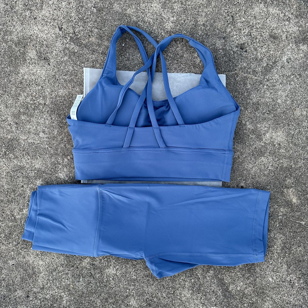 Women's Naked Riding Tight Yoga Shorts suit Hollow-out Back Cross Sports Underwear gym yoga set