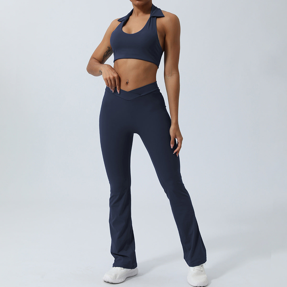 Spring and Summer new European and American yoga suit back lifting hip running workout clothes quick-drying sports two-piece set with chest pad for women