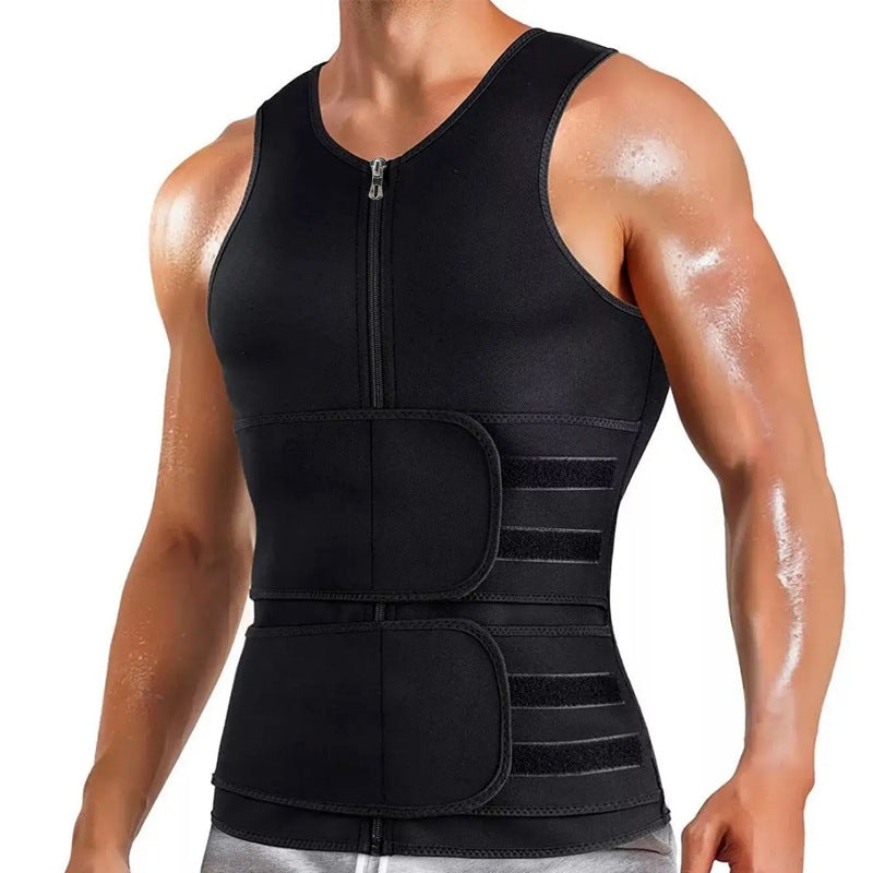 Men's Sauna Vest Waist Trainer Zipper Neoprene Sauna Sweat Shirt Tank Top Workout Waist