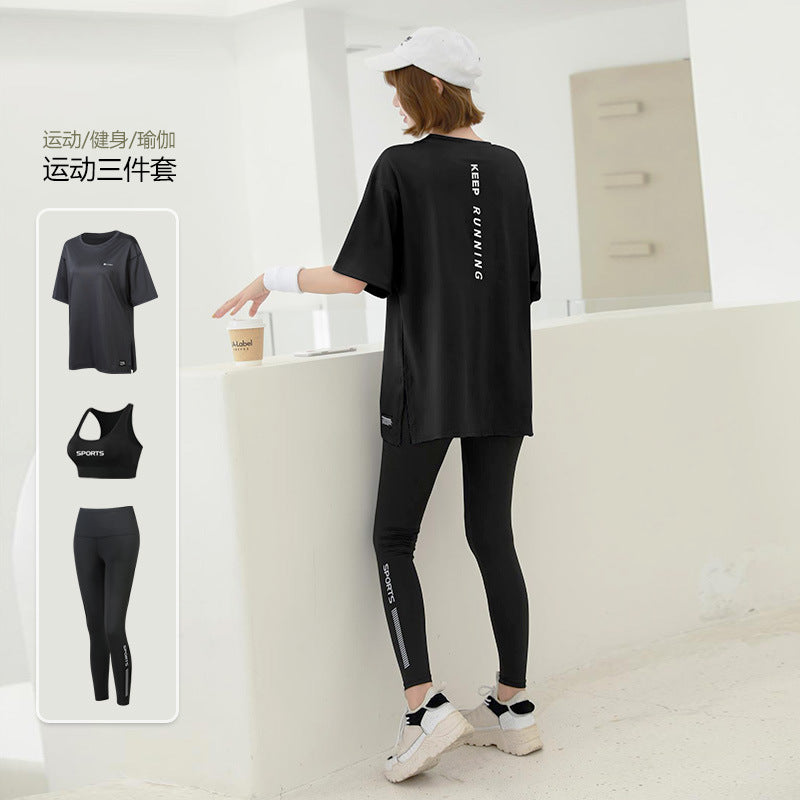 plus size Sports suit Women's Fitness Clothes Loose Summer Yoga Running Fat MM200 Jin Jacket Quick-drying Clothes Solid Color